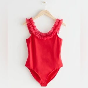& Other Stories Organza Ruffle Bodysuit NWT